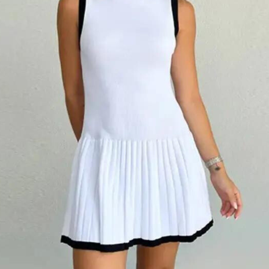 Vestido Margot de cintura caída con contraste de punto