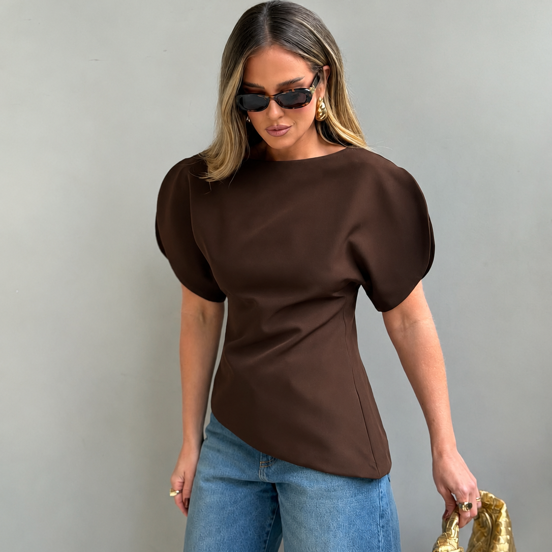 Top Sienna tricot con mangas globo