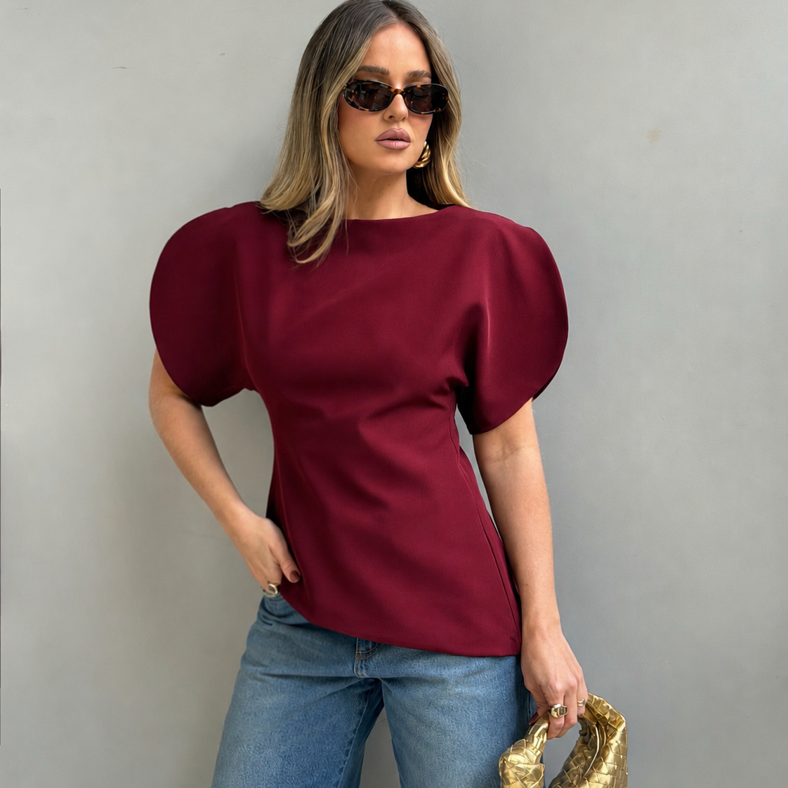 Top Sienna tricot con mangas globo