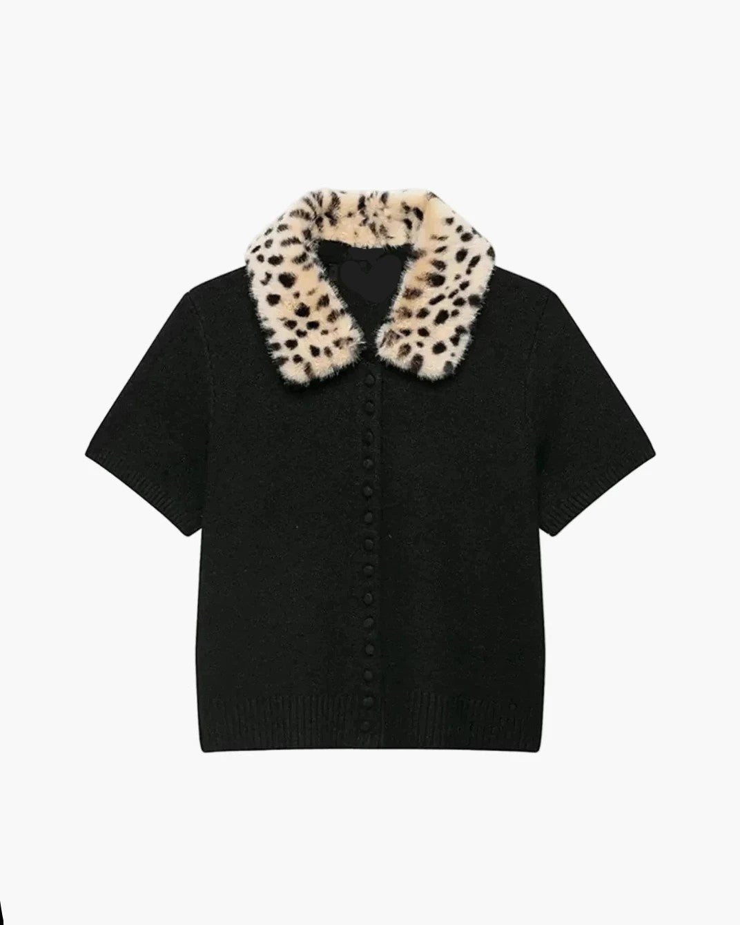 Maria Cárdigan superior de punto con cuello de piel sintética tipo Bambi
