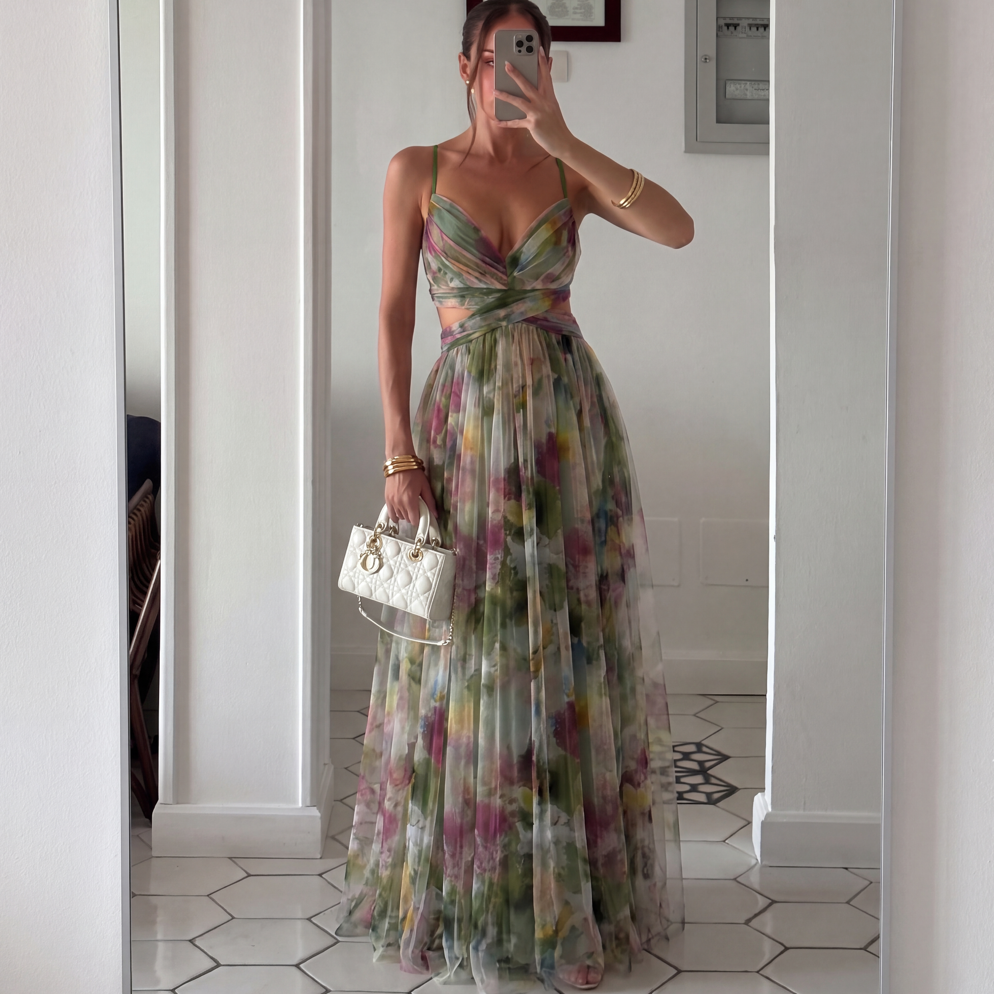 Vestido largo Emma con flores