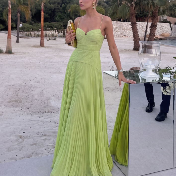 Sophia crinkle vestido maxi de gasa