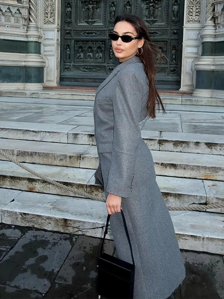 Womens Wool Blend Trench Coat - Cinched Waist Long Winter Coat for Chic Style 3