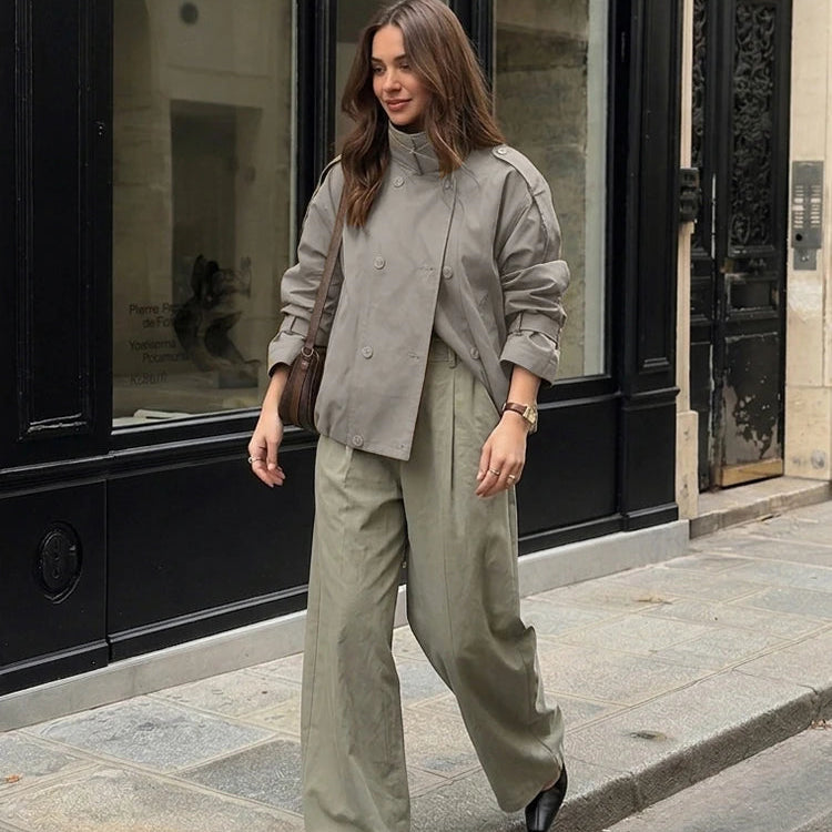 Linda Utility Cropped Trench Coat