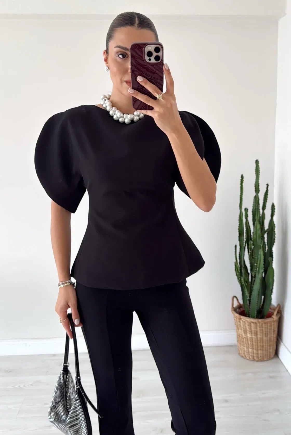 SOERA Sienna Tricot Balloon Sleeve Top - Top - SOERA-585475-L-BLACK-37571 Black L