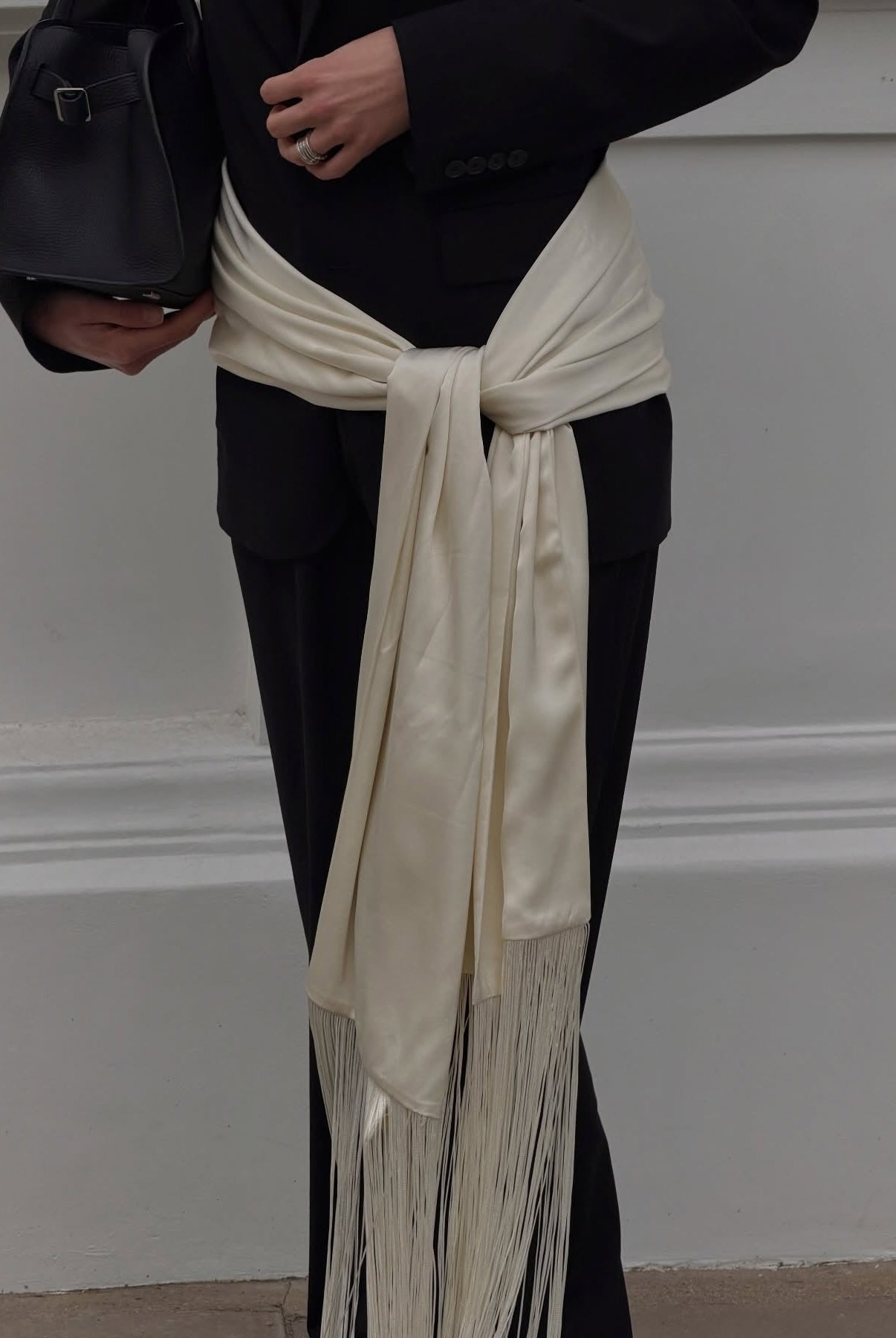 SOERA Isabelle Fringe Tassel Satin Scarf Belt - Accessories - SOERA-231427-WHI-OS-35235 White