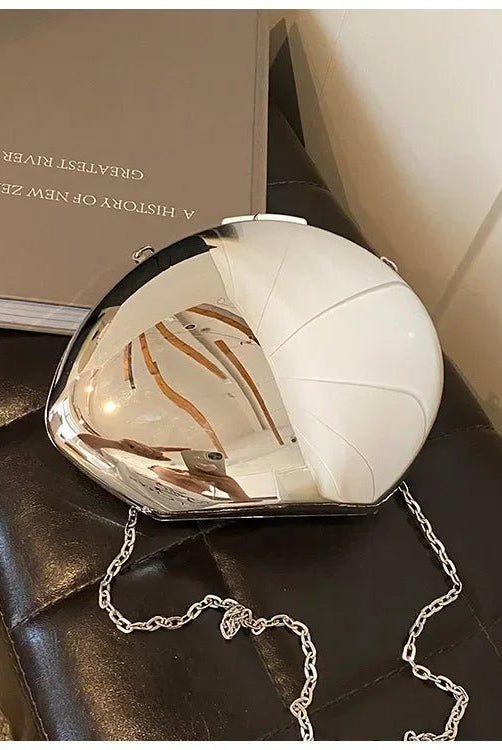 SOERA Celeste Shell Shape Evening Clutch - Bag - Silver