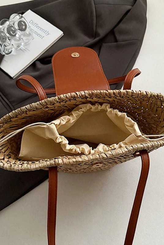 SOERA Sophia Woven Rattan Shoulder Bag - Bag - Beige