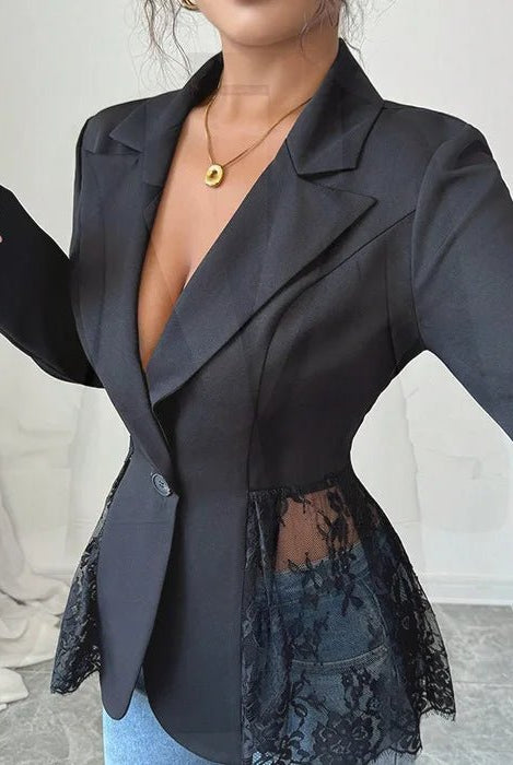 SOERA Taylor Lace Panel Tailored Blazer - Blazers - 1005012034685741-;WX1776154514001911664 Black M