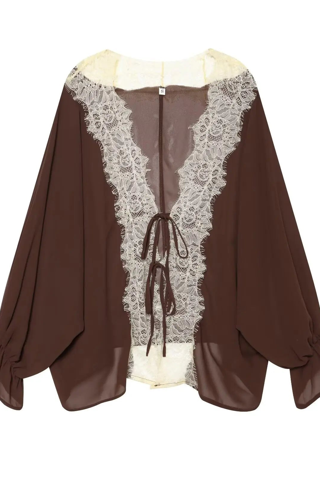 SOERA Aisnera Lace Patchwork Blouse - Blouse - SOERA-750723-BRO-XS-63075 Brown XS