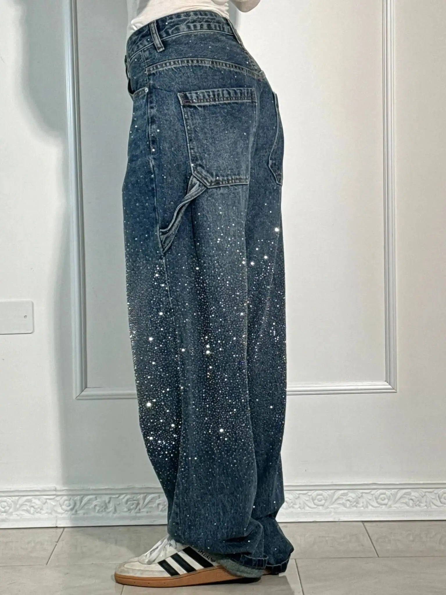 SOERA Jeremy Sparkling Baggy Cargo Denim Pants - Bottoms - 1005010005060881-;qP1768904312307691001 Light Wash S
