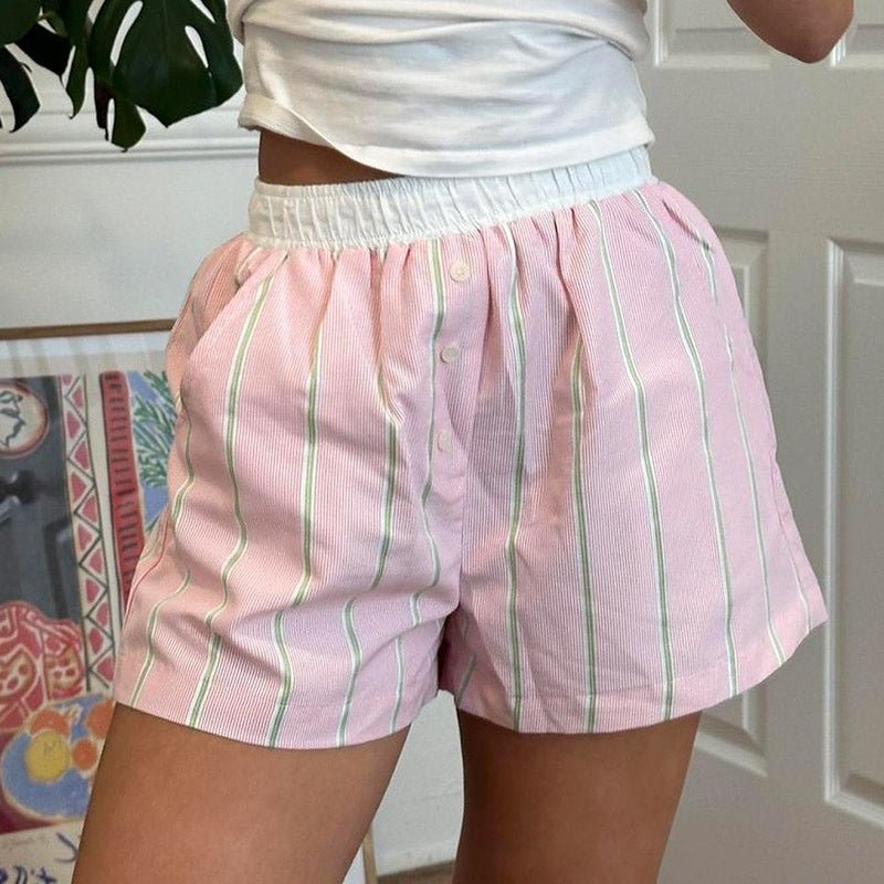 SOERA Liesel Striped Poplin Boxer Shorts - Bottoms - Pink L
