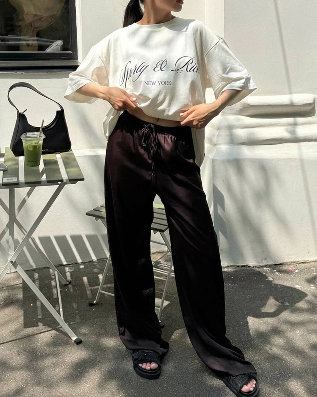 SOERA Norma High Waist Satin Wide Leg Trousers - Bottoms - 1005009534904523-;ql1769414230182152949 Brown S