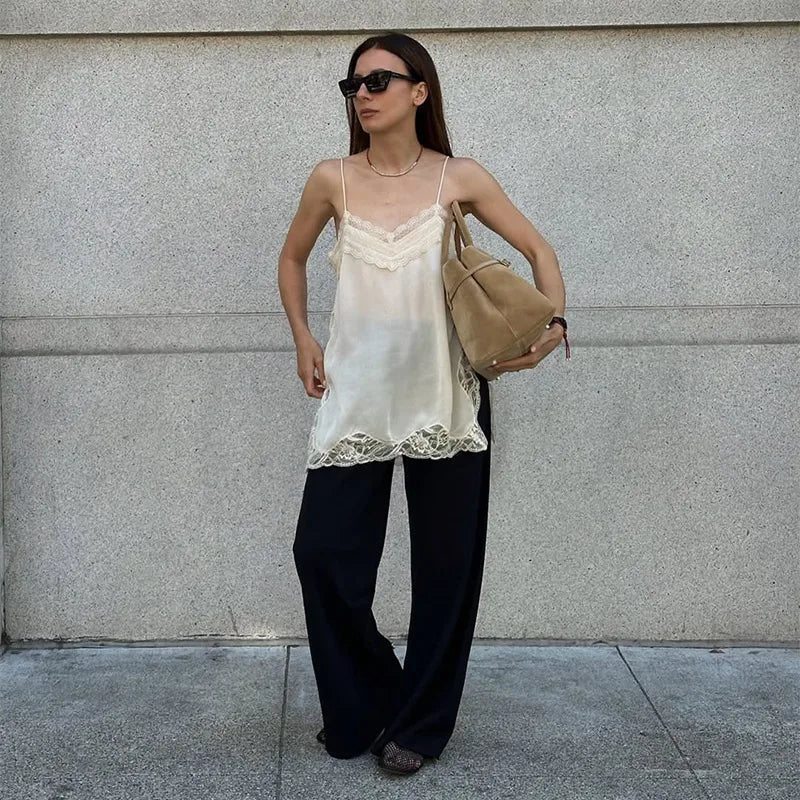 SOERA Diane Lace Trim Cami Top - Camisoles - 1005009863619338-;es1775118759311999946 Yellow S