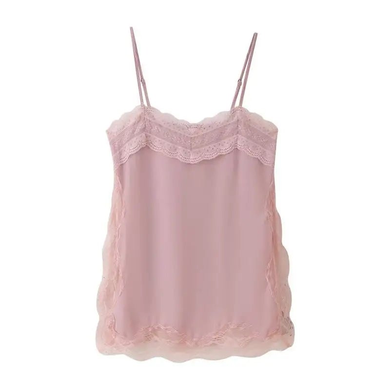 SOERA Diane Lace Trim Cami Top - Camisoles - 1005009863619338-;lz1775118759313181546 Pink S