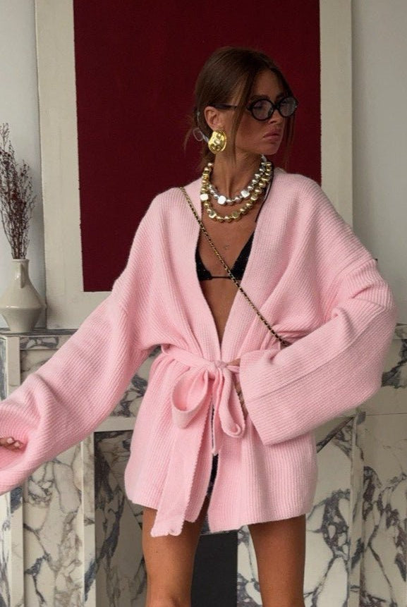 SOERA Bianca Belted Midi Cardigan - Cardigan - Pink XS