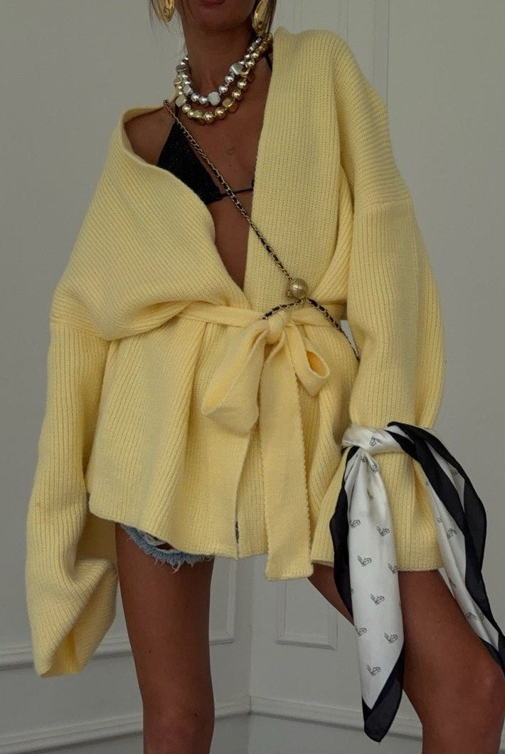 SOERA Bianca Belted Midi Cardigan - Cardigan - Yellow S