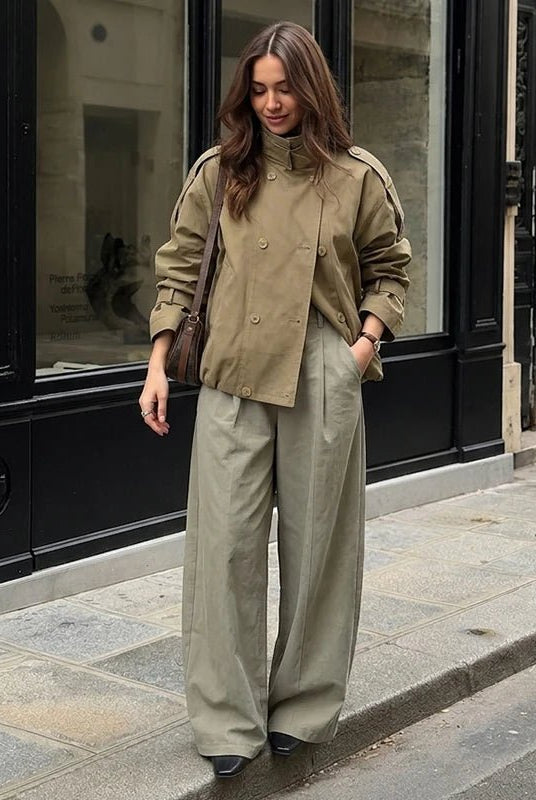 SOERA Linda Utility Cropped Trench Coat - Coat - SOERA-438147-BRO-M-49571 Brown M