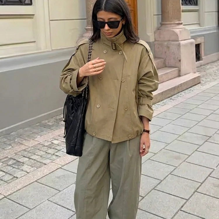 SOERA Linda Utility Cropped Trench Coat - Coat - SOERA-438147-BRO-S-16803 Brown S