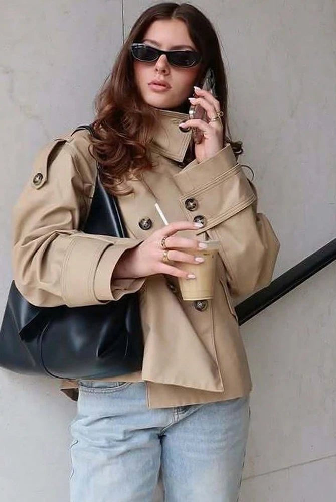 SOERA Sarah Beige Double Breasted Trench Coat - Coat - SOERA-310595-KHA-S-78787 Beige S
