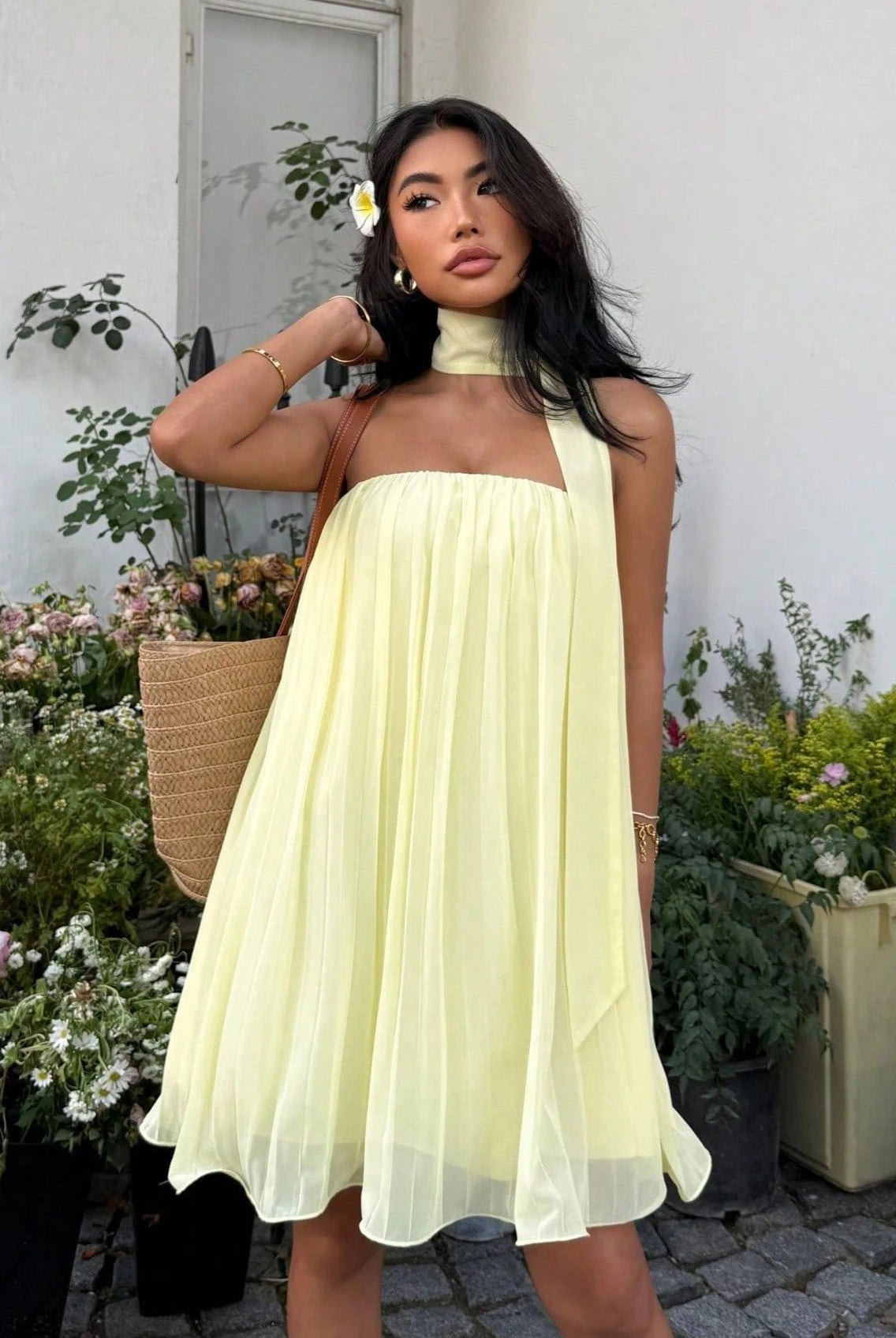 SOERA Aliya Ruched Bandeau Mini Dress - Dress - SOERA-465347-YEL-M-18531 Yellow M