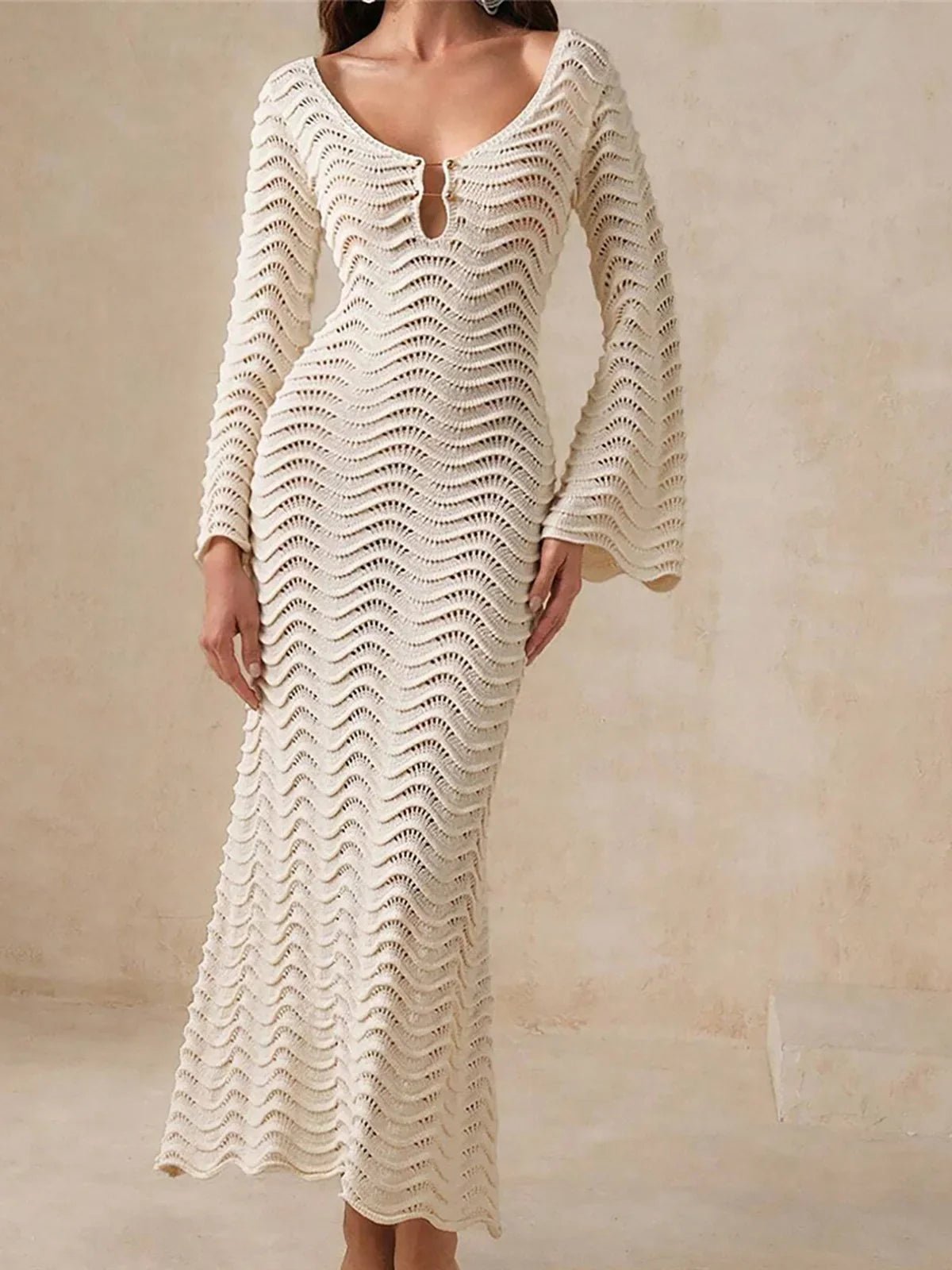 SOERA Arabella Lace - Up Knit Maxi Dress - Dress - White S