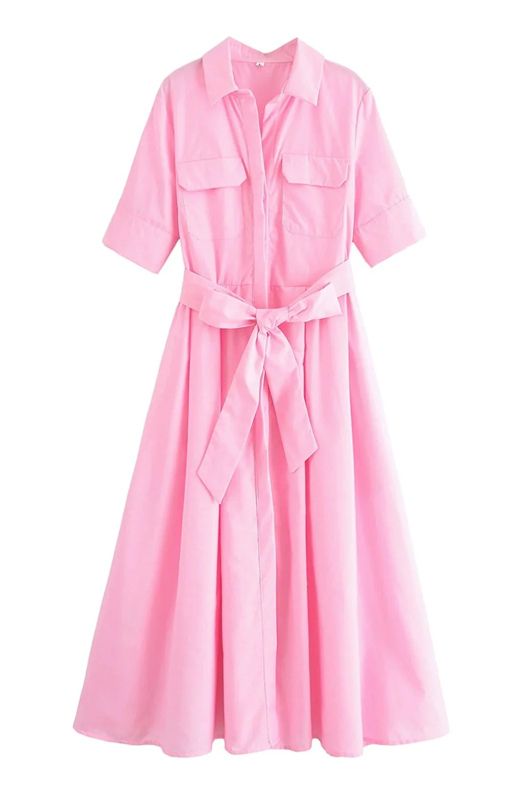 SOERA Beatrice Belted Shirt Midi Dress - Dress - Pink XS
