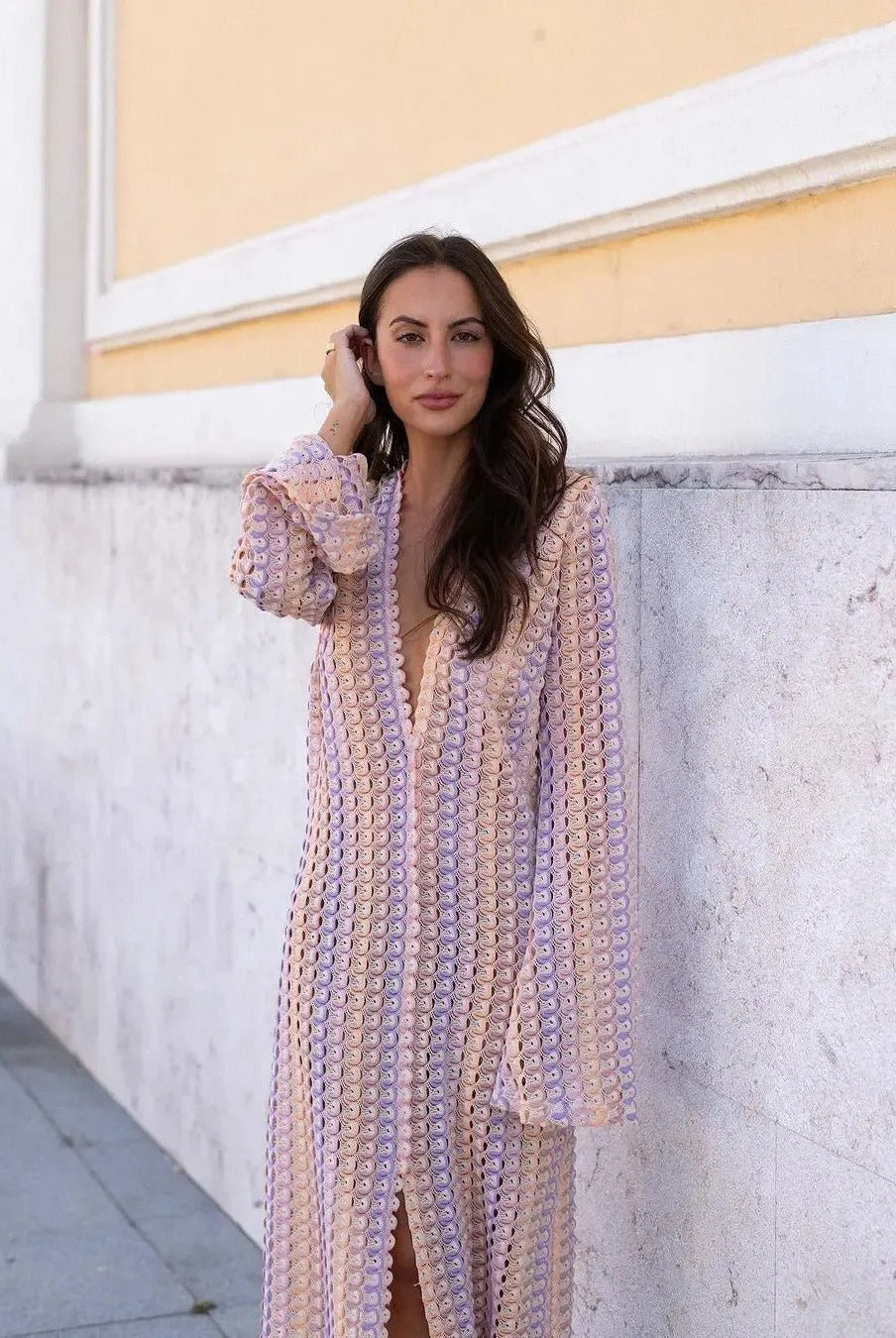 SOERA Beatrice Crochet Stripe Maxi Dress - Dress - SOERA-367811-S-PINK-20259 Lilac S