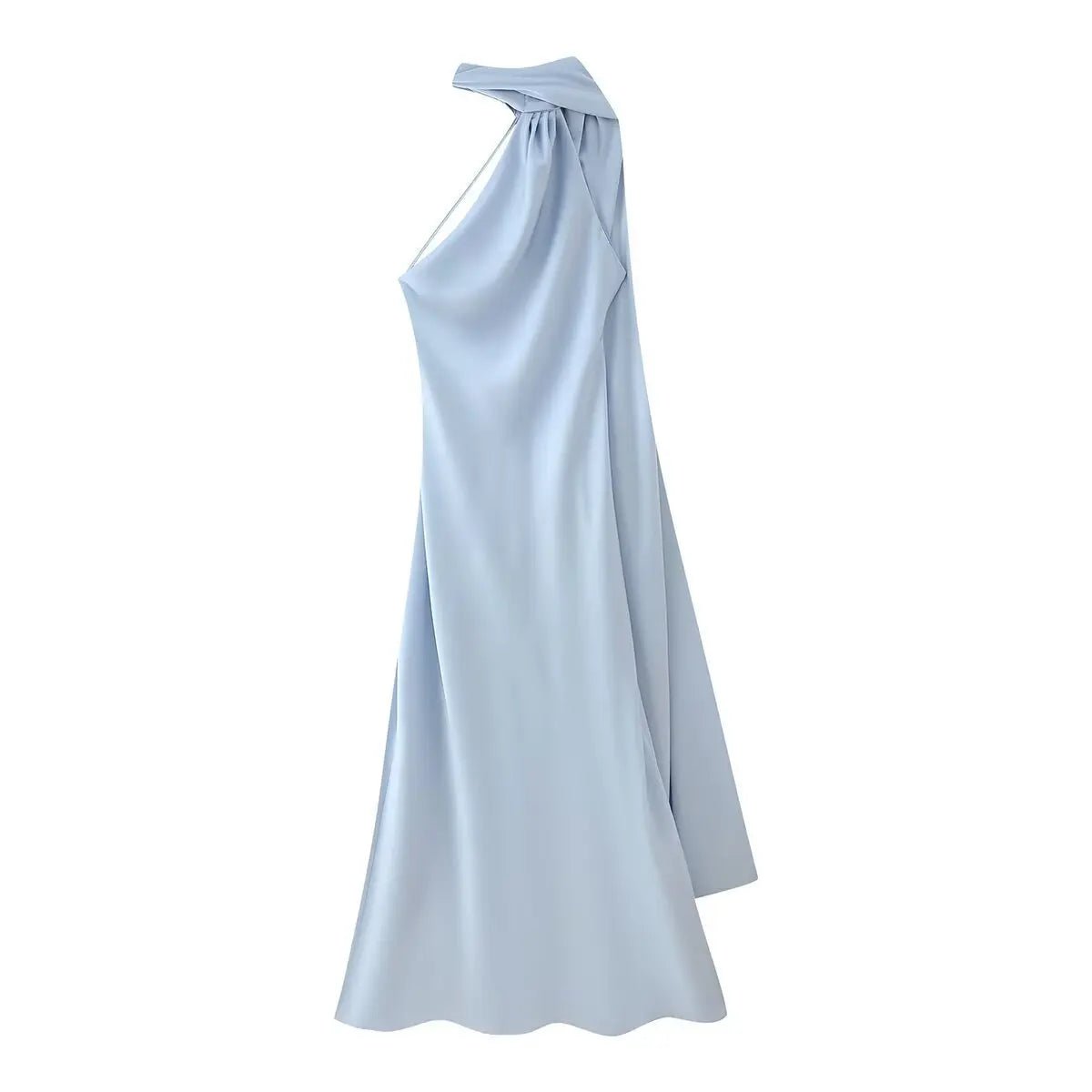 SOERA Beatrice Halter Backless Silk Satin Maxi Dress - Dress - Light Blue S