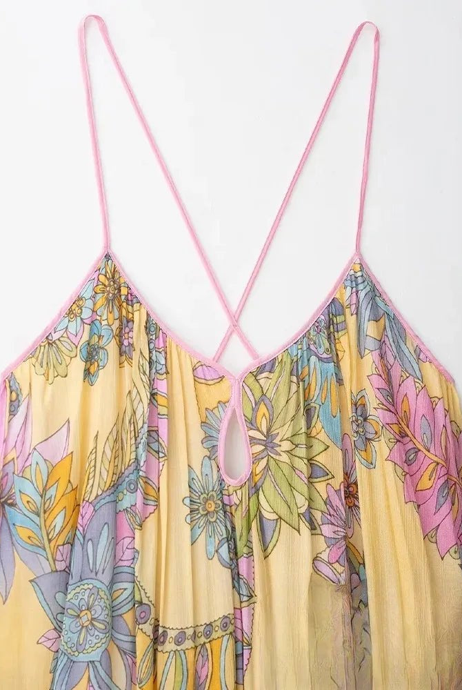 SOERA Bianca Floral Chiffon Cami Dress - Dress - Yellow XS