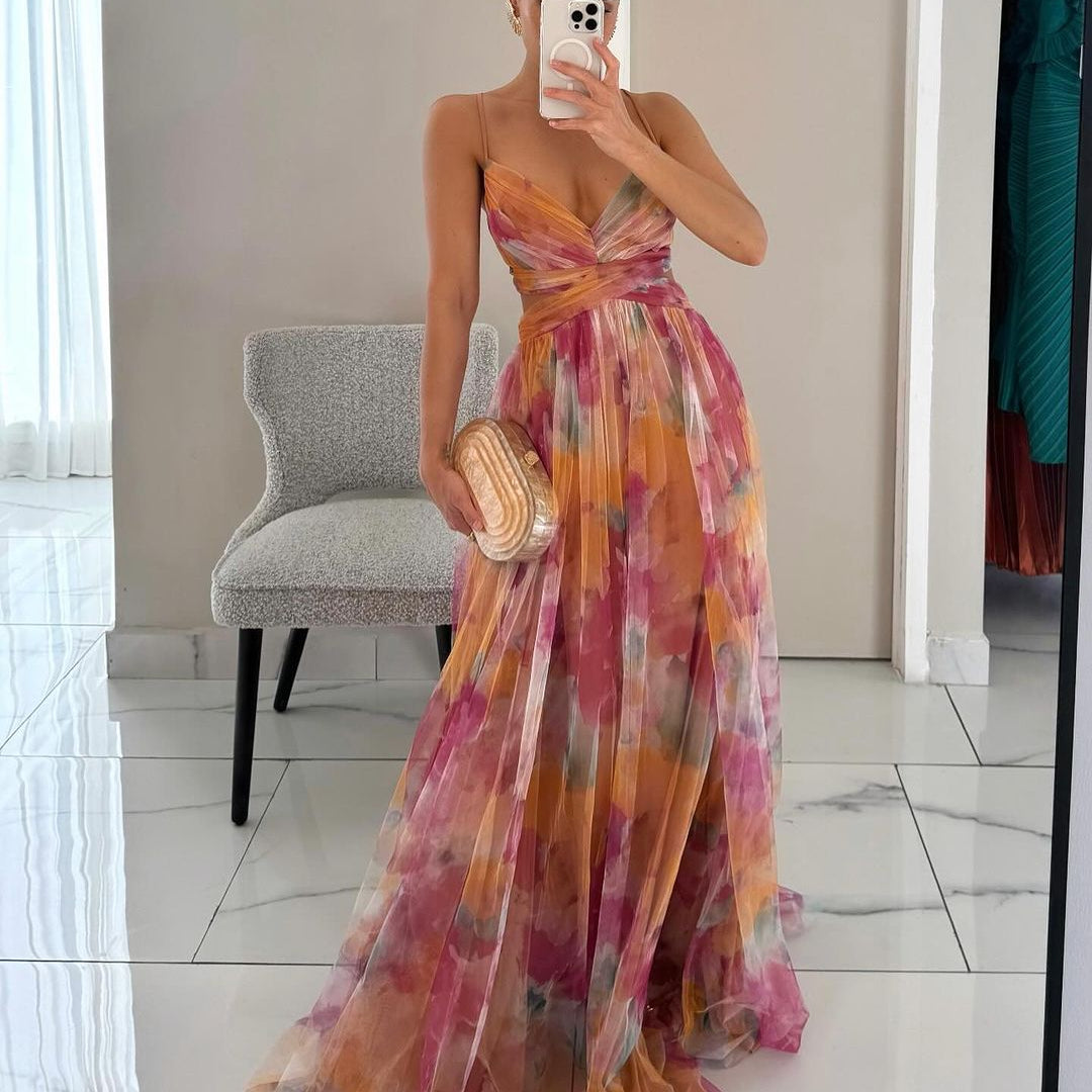 SOERA Bianca Floral V - Neck Maxi Dress - Dress - Orange S