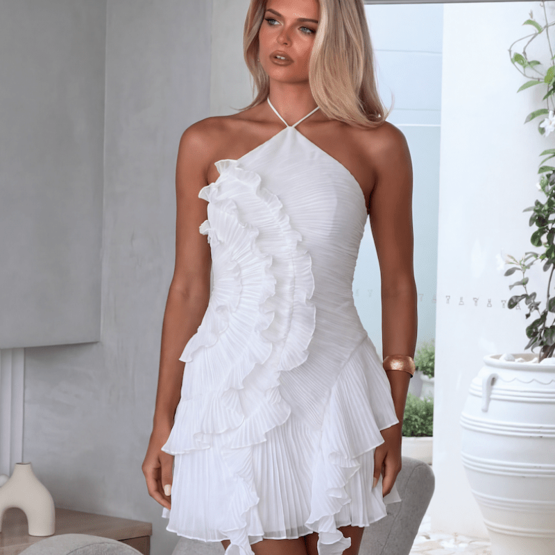 SOERA Bianca Ruffle Mini Dress - Dress - SOERA-090691-WHI-XS-80899 White XS
