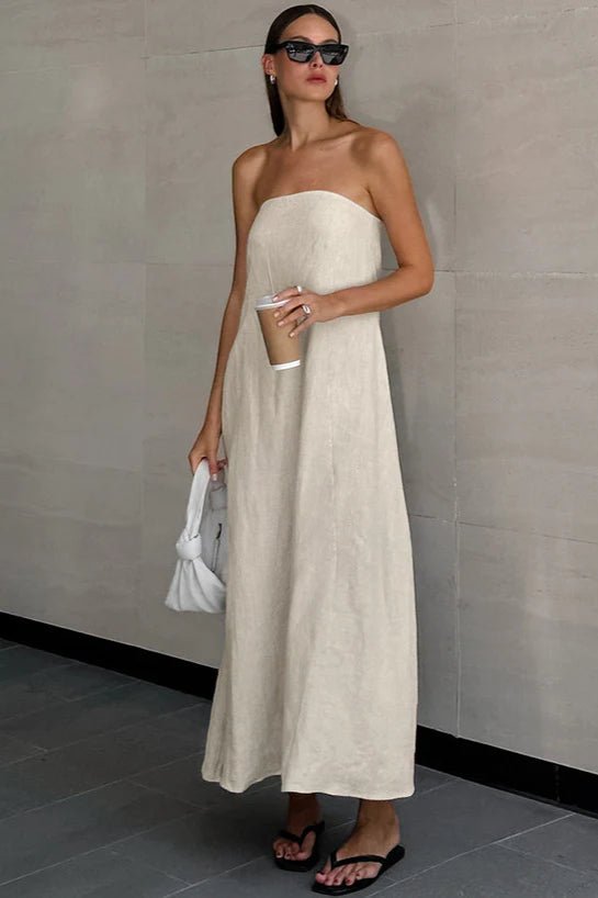 SOERA Bianca Strapless Backless Maxi Dress - Dress - Khaki M