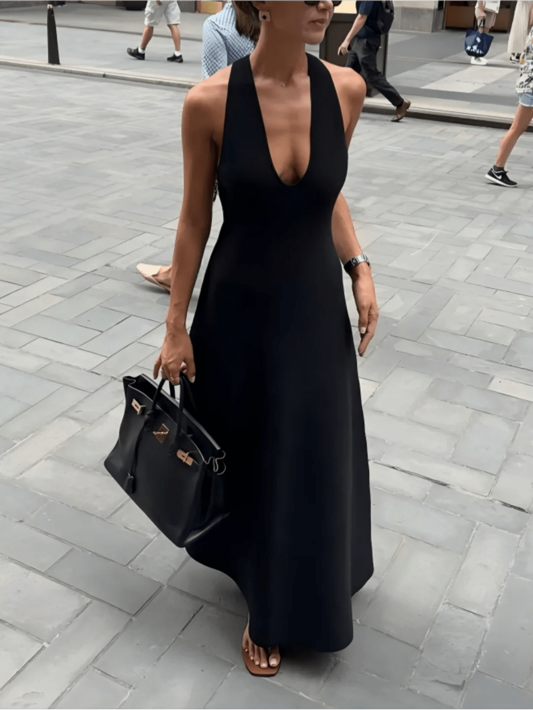 SOERA Celeste Deep V-Neck Halter Maxi Dress - Dress - XS