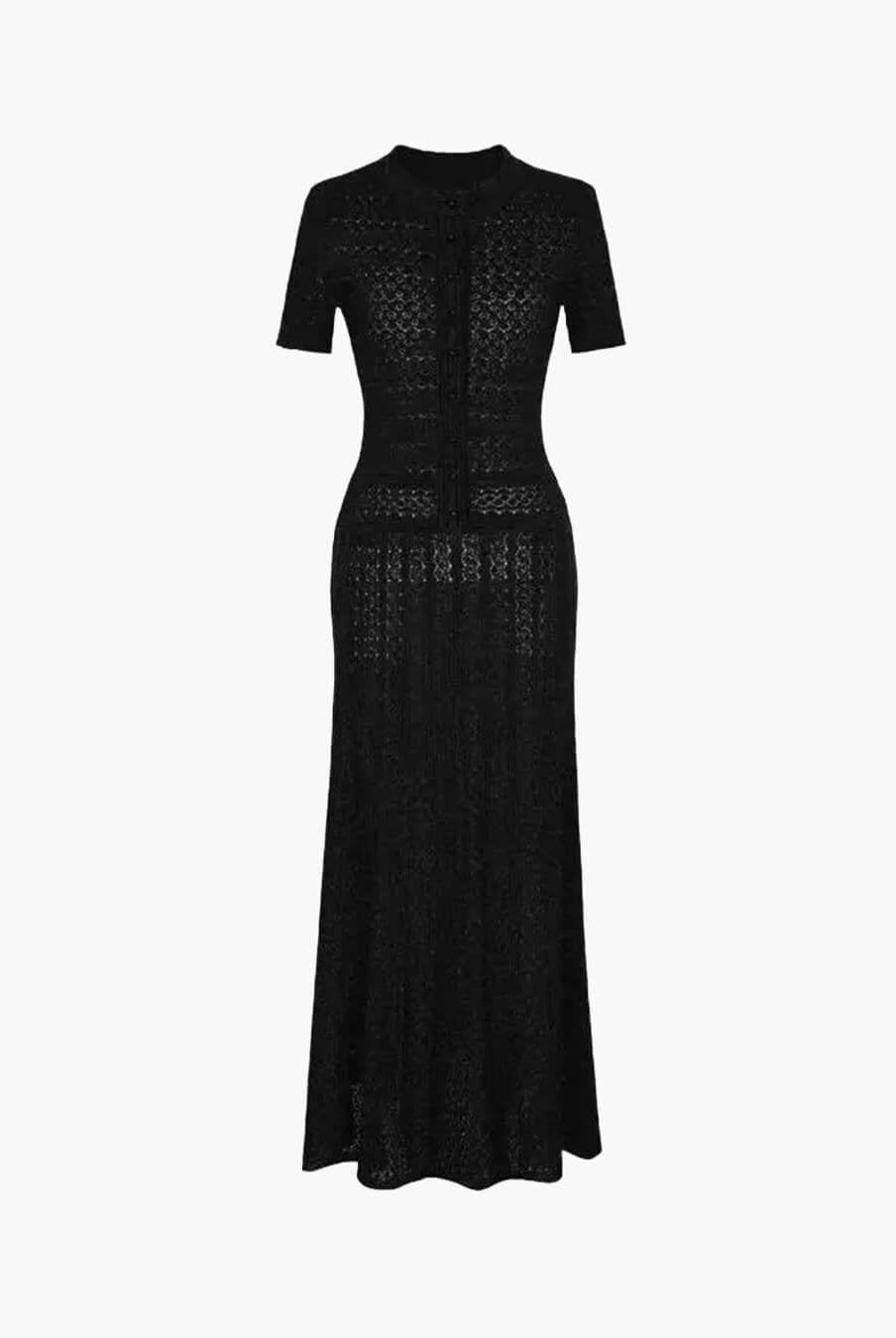 SOERA Celeste Half Button Knitted Midi Dress - Dress - Black XS