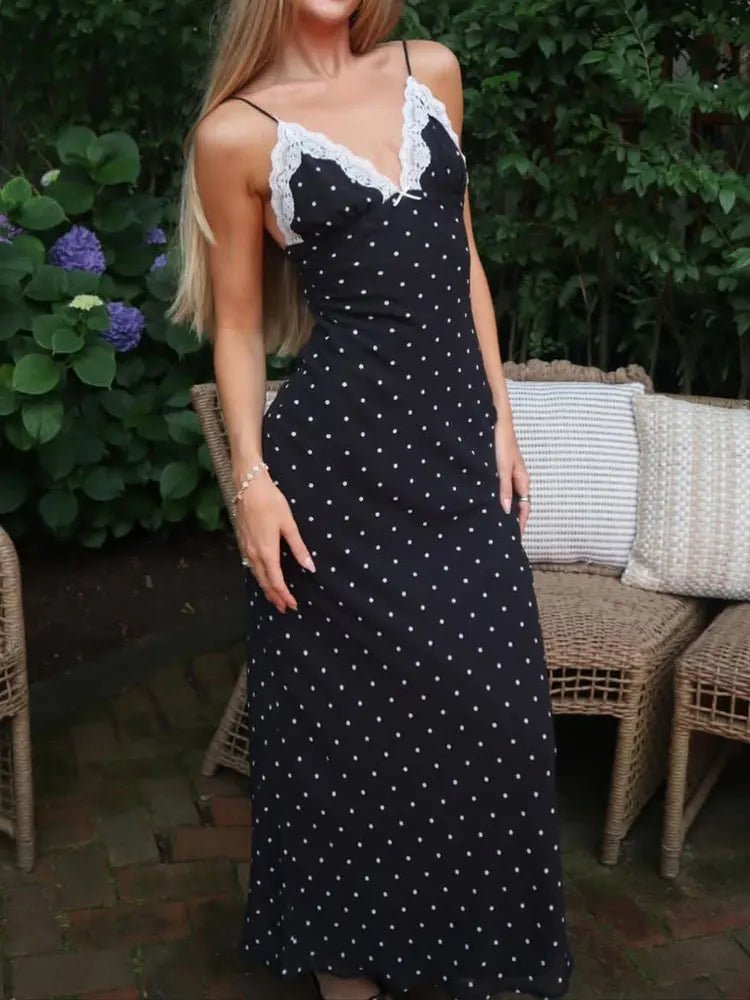 SOERA Celeste Lace Trim Polka Dot Dress - Dress - Black M