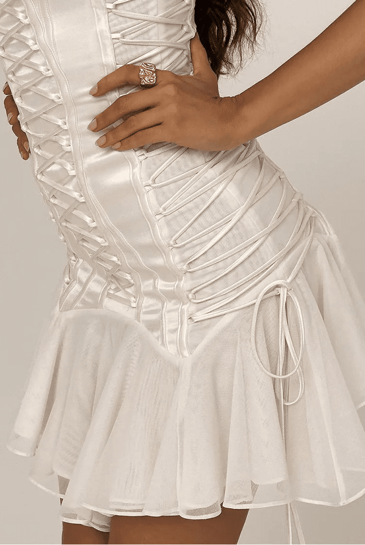 SOERA Celeste Strapless Lace - Up Mermaid Mini Dress - Dress - XS