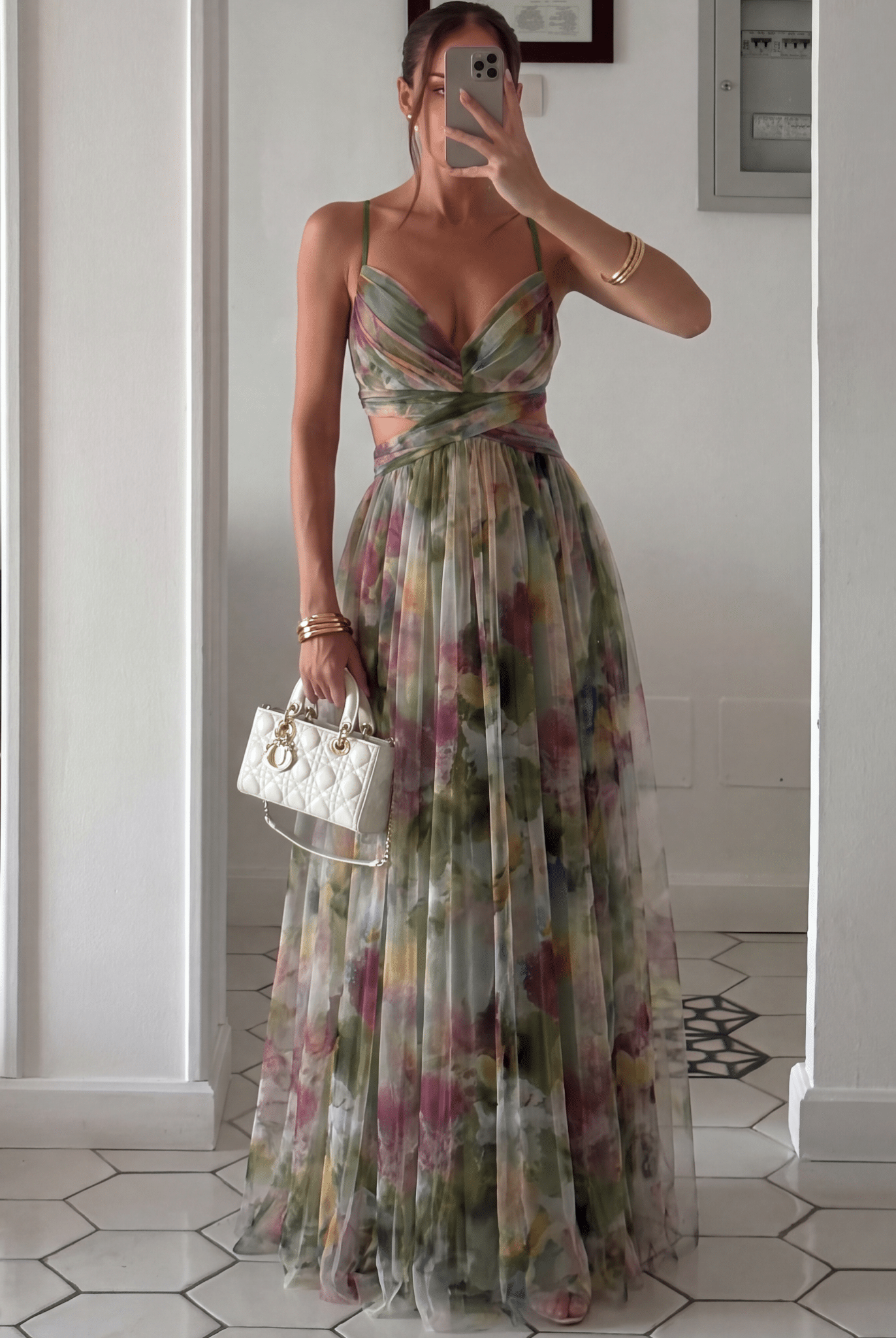 SOERA Emma Floral Mesh Maxi Dress - Dress - SOERA-730243-GRE-XS-37411 Green XS