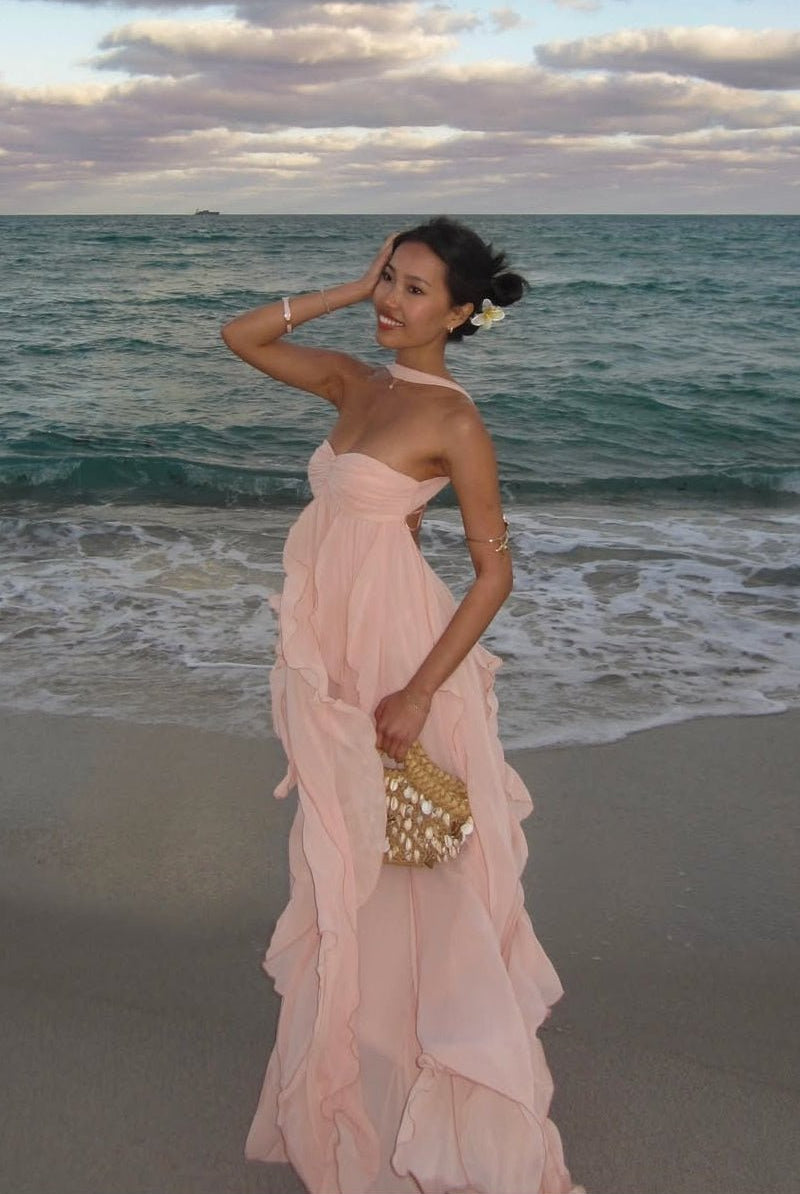 SOERA Harper Strapless Ruffled Maxi Dress - Dress - SOERA-008579-BAB-L-36611 Baby Pink L
