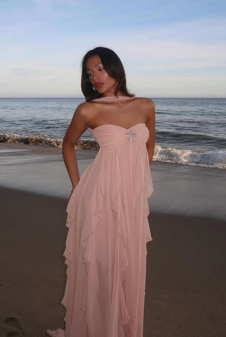 SOERA Harper Strapless Ruffled Maxi Dress - Dress - SOERA-008579-BAB-S-71075 Baby Pink S