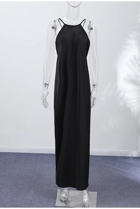 SOERA Indira Satin Halter Maxi Dress - Dress - SOERA-433027-BLA-XS-51779 Black XS