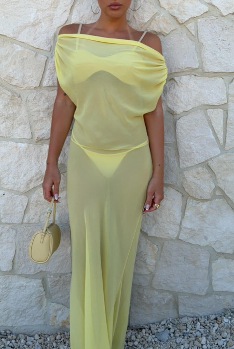 SOERA Iris Backless Mesh Maxi Dress - Dress - SOERA-615875-YEL-M-27971 Yellow M