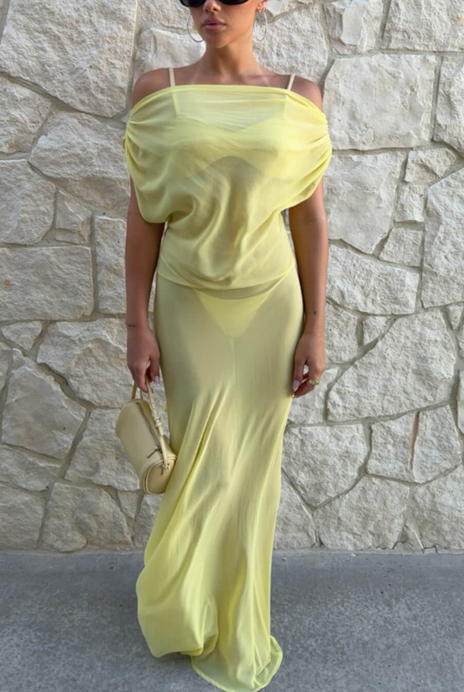SOERA Iris Backless Mesh Maxi Dress - Dress - SOERA-615875-YEL-S-95203 Yellow S