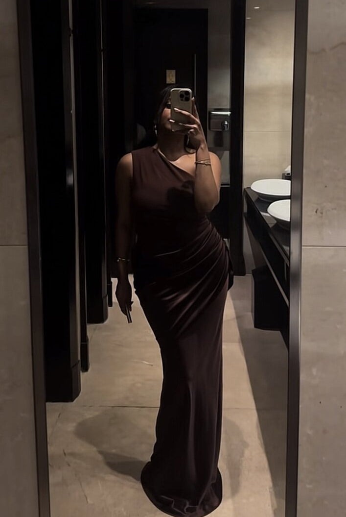 SOERA Jasmine One-Shoulder Maxi Dress - Dress - SOERA-272771-BRO-L-63555 Brown L