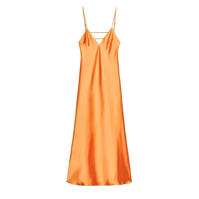 SOERA Kirra Satin Backless Maxi Dress - Dress - Orange XS