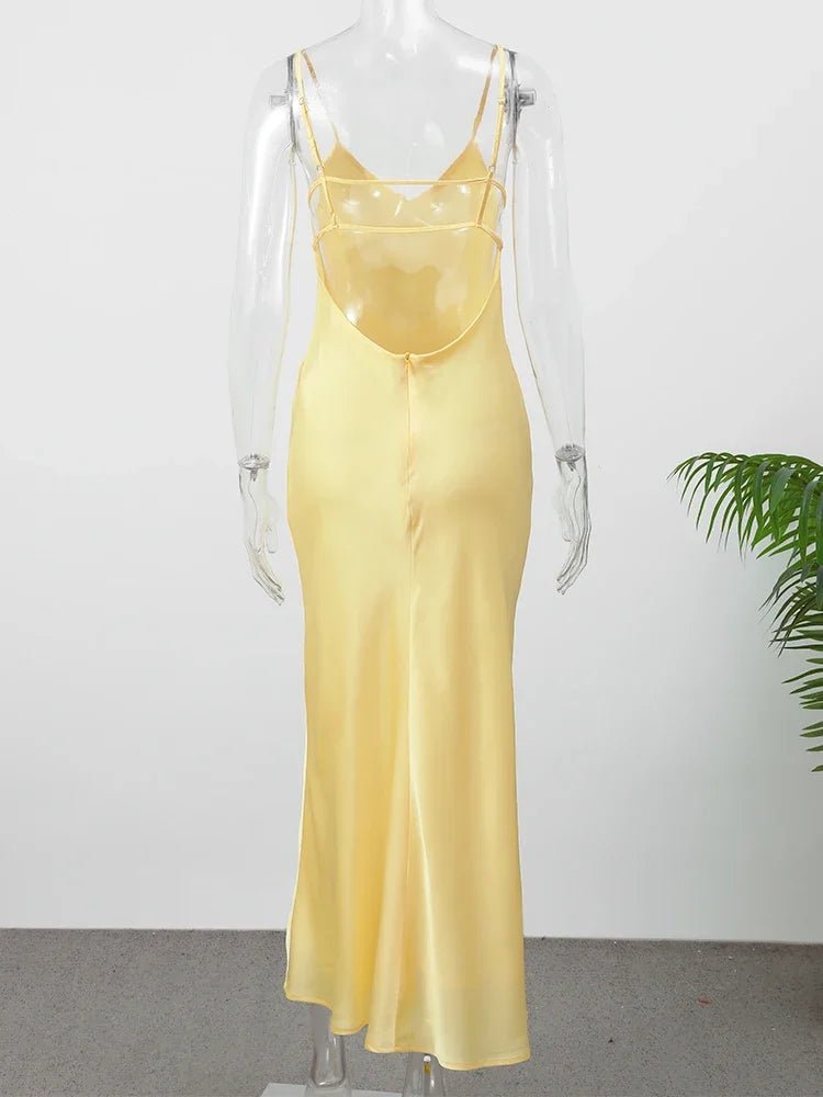 SOERA Kirra Satin Backless Maxi Dress - Dress - Yellow XS