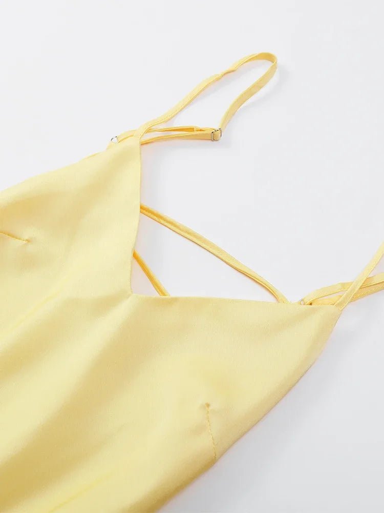 SOERA Kirra Satin Backless Maxi Dress - Dress - Yellow XS