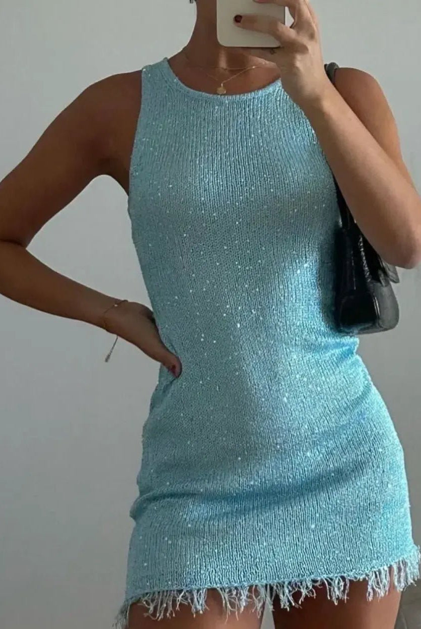 SOERA Lia Sheer Sleeveless Mini Dress - Dress - SOERA-452419-BLU-S-46499 Light Blue S