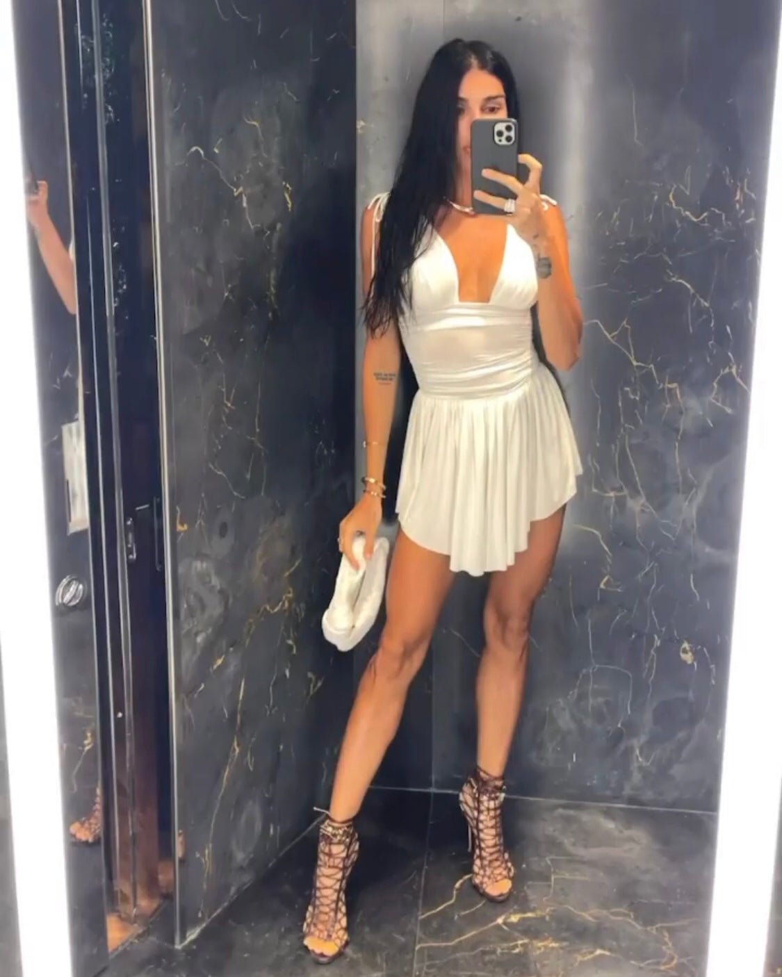 SOERA Margot Deep Neck Mini Dress - Dress - SOERA-004227-WHI-S-38147 White S