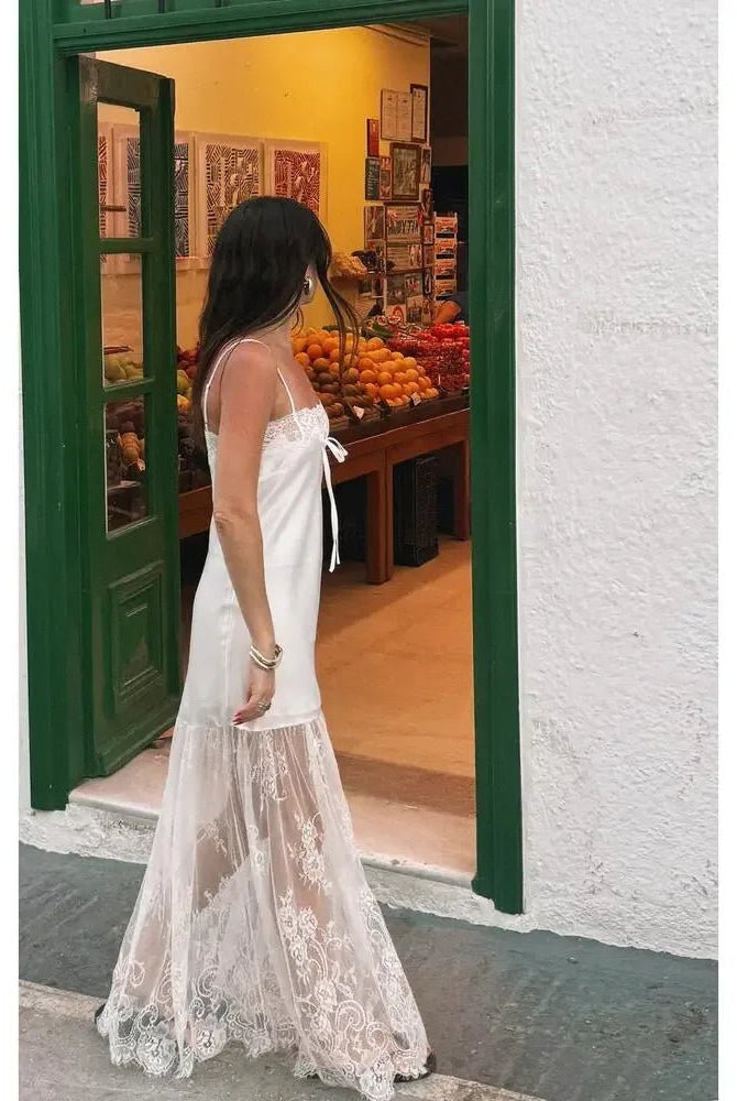 SOERA Margot Satin Lace-Trim Maxi Dress - Dress - SOERA-688451-DEF-OS-84420 White S